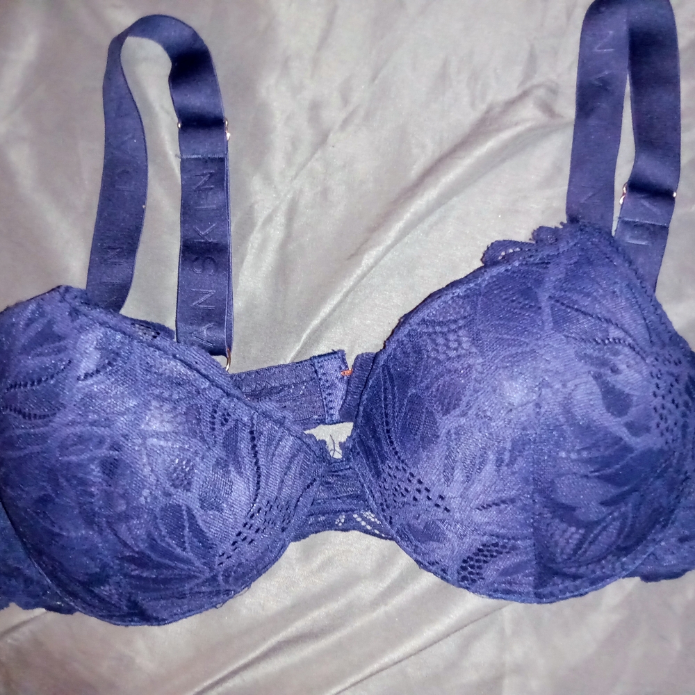 Skin Blue Floral Embossed Bra